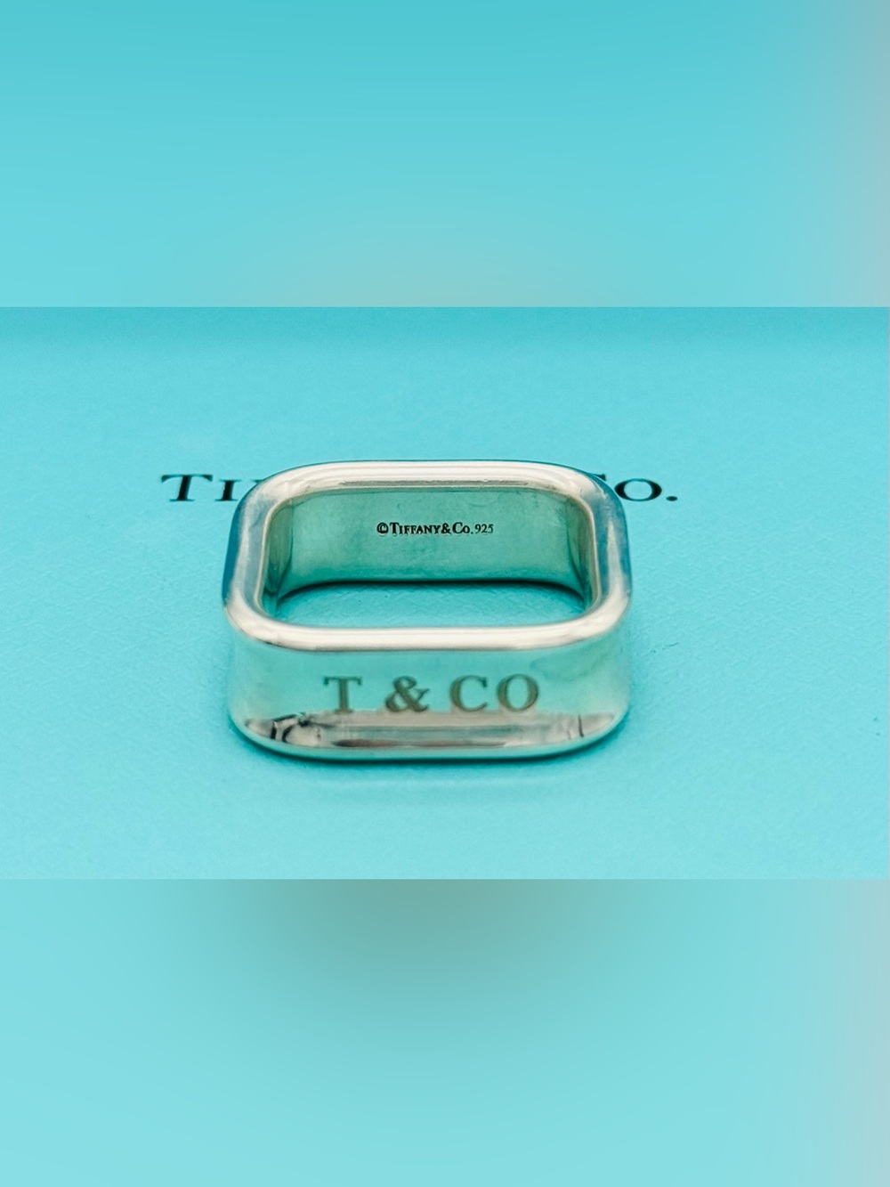 Tiffany and Co. unisex square sterling silver ring size 9.5 - Picture 3 of 10